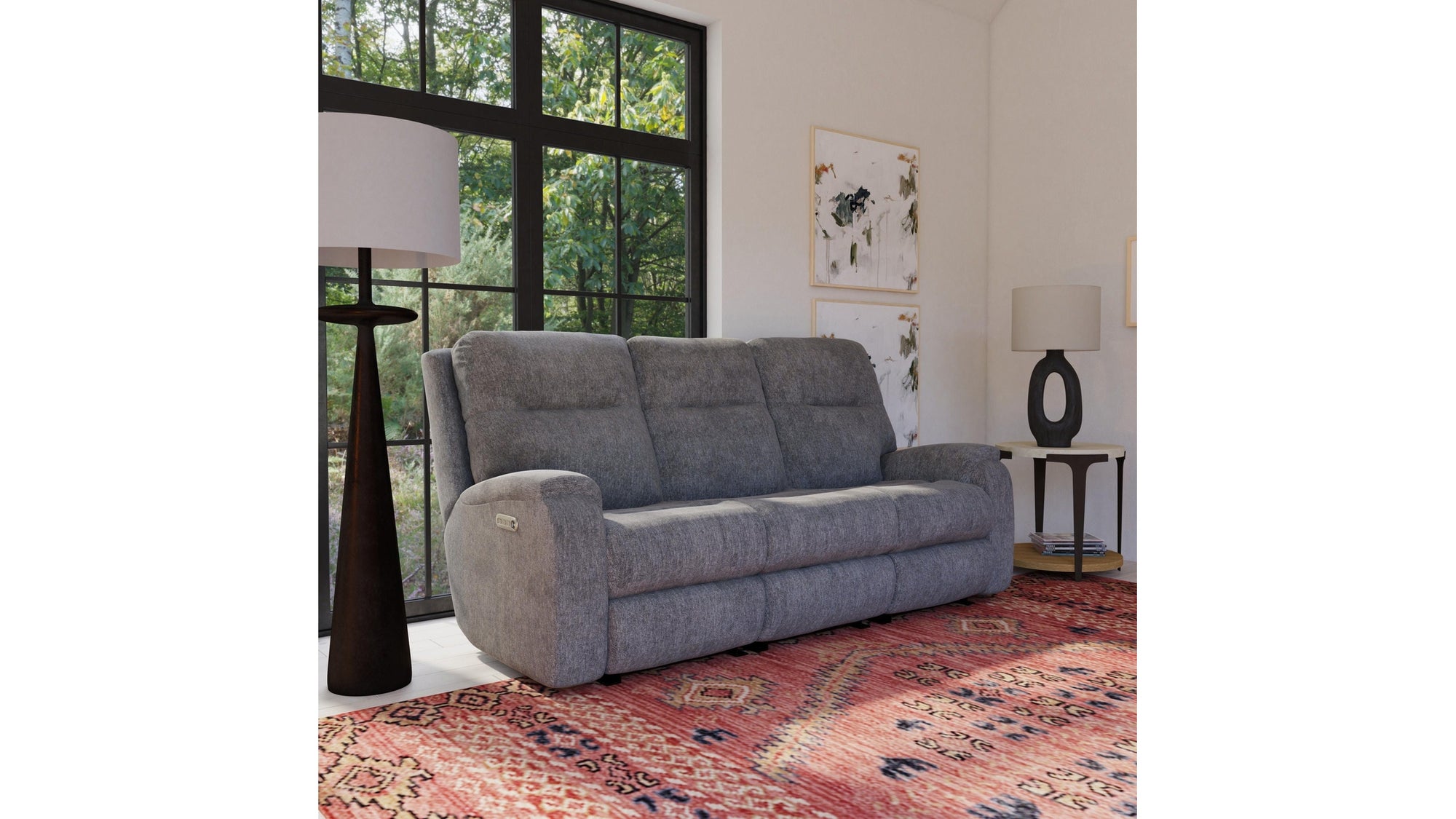 Penn - Transitional Fabric Power Reclining Sofa With Power Headrests & Lumbar