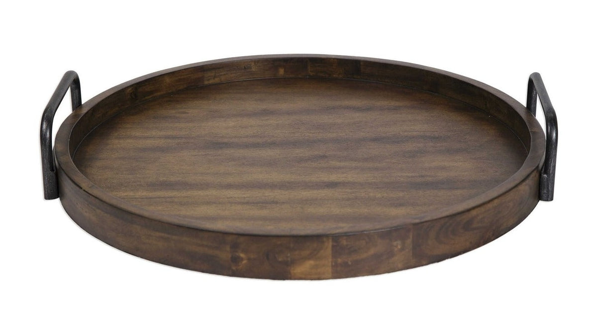 Reine - Round Wooden Tray - Dark Brown