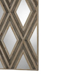 Tahira - Geometric Argyle Pattern Wall Mirror - Light Brown