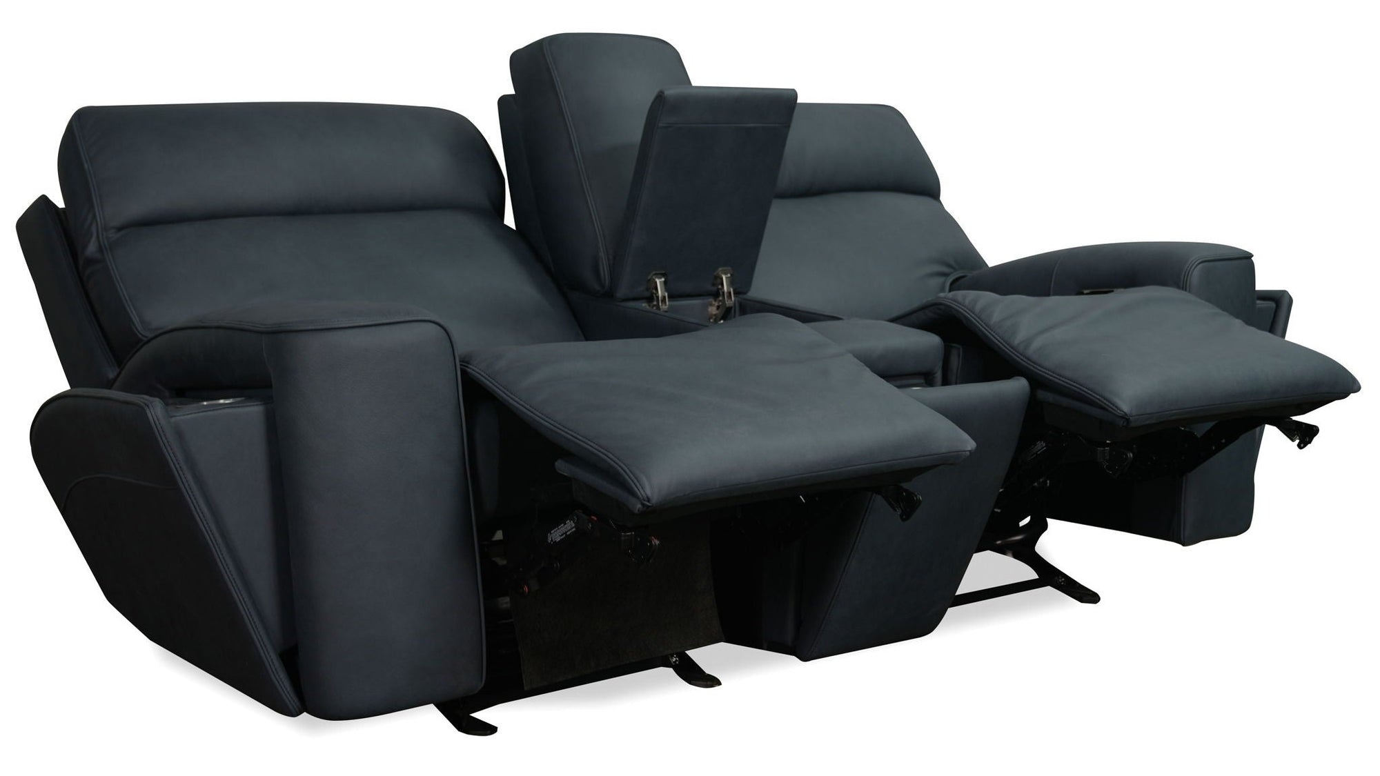 Riverton - Power Gliding Console Loveseat With Power Headrest And Lumbar - Black