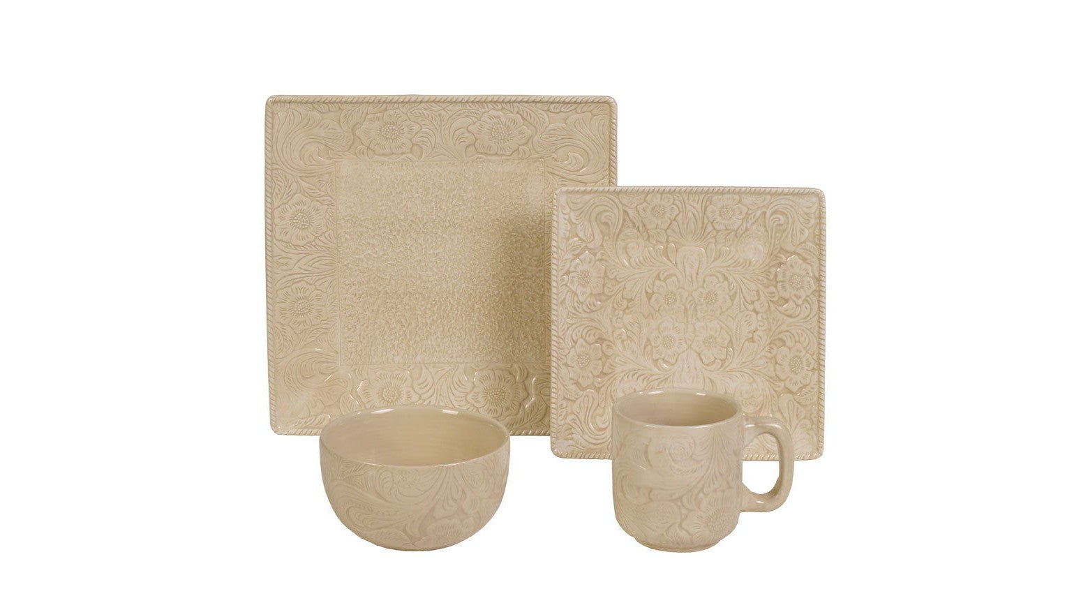 Savannah - Ceramic Dinnerware Set Set of 16 - Cream