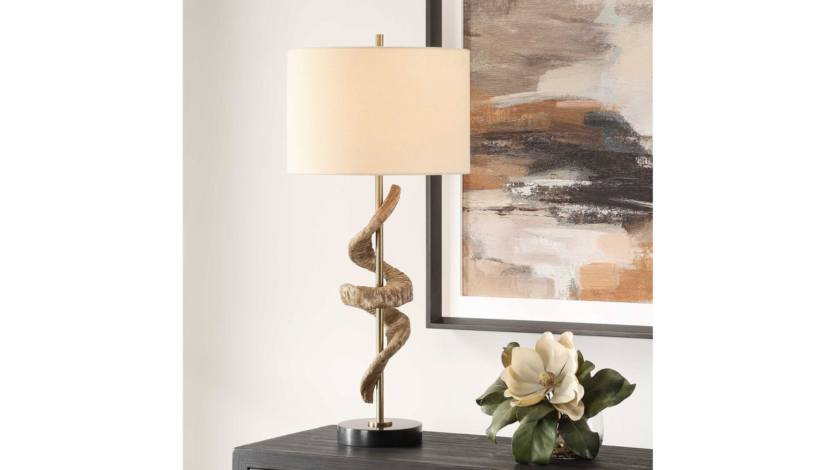 Rams - Horn Table Lamp - Light Brown