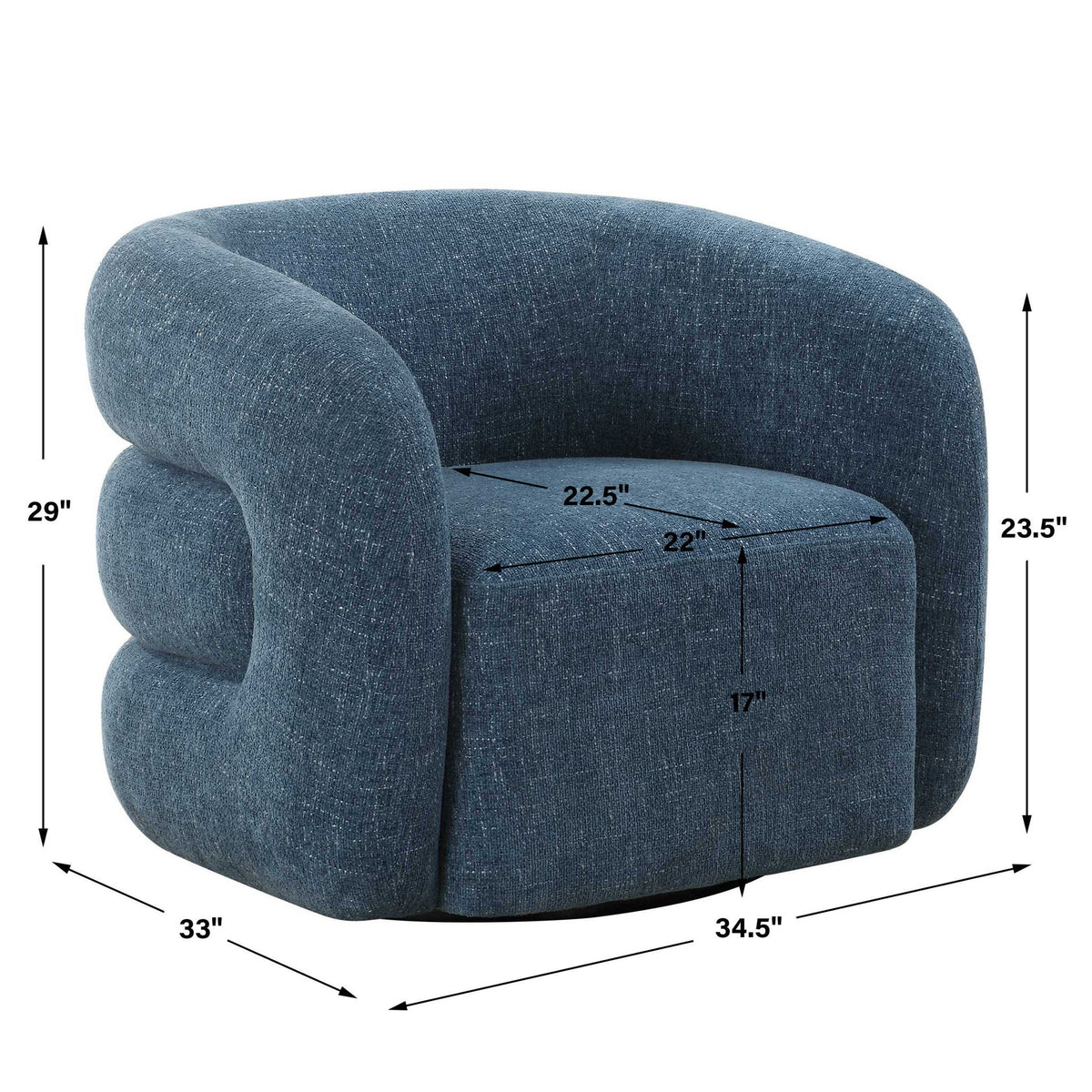 Junie - Swivel Barrel Chair - Blue
