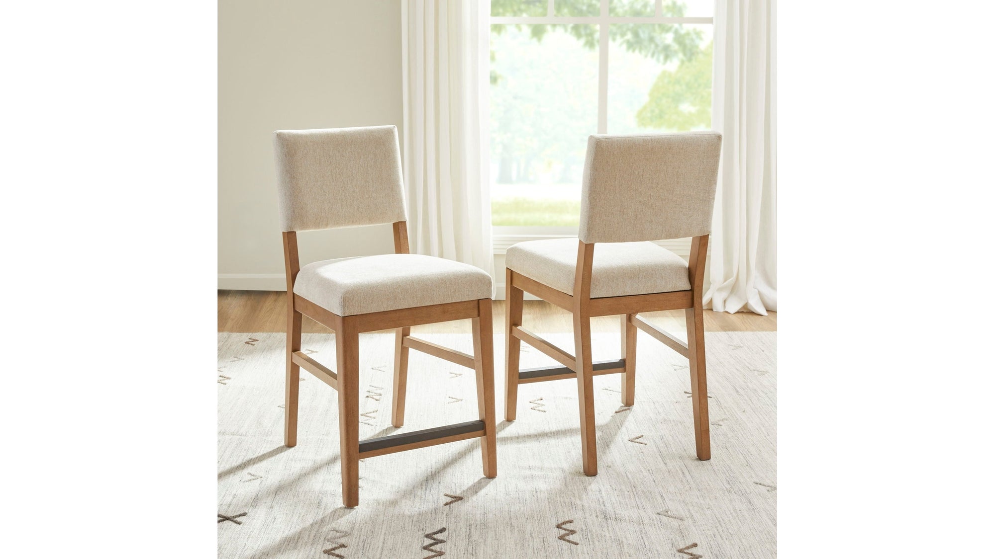 Millwork - Counter Chair Set of 2 - White / Light Brown