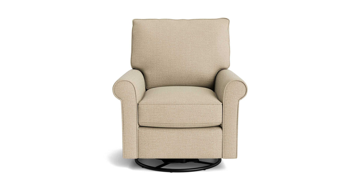 Oswell Roll Arm Accent Chair, Stationary or Swivel Glider