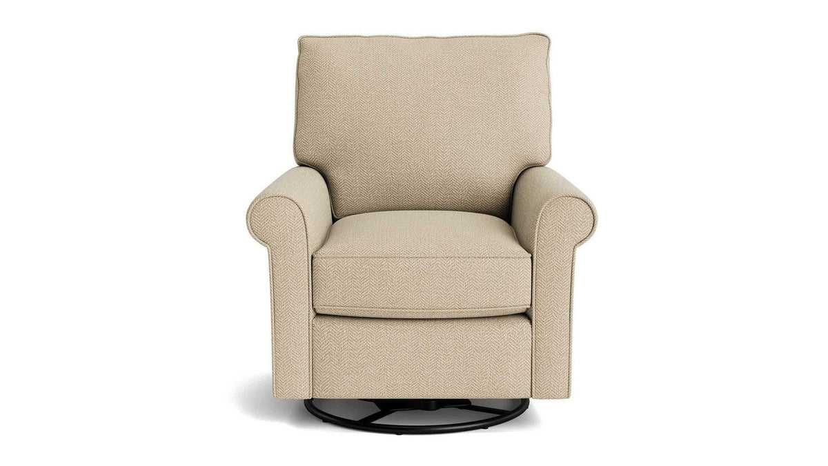 Oswell Roll Arm Accent Chair, Stationary or Swivel Glider