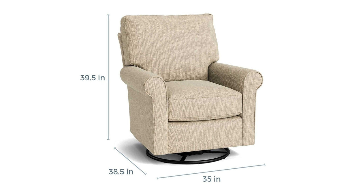 Oswell Roll Arm Accent Chair, Stationary or Swivel Glider