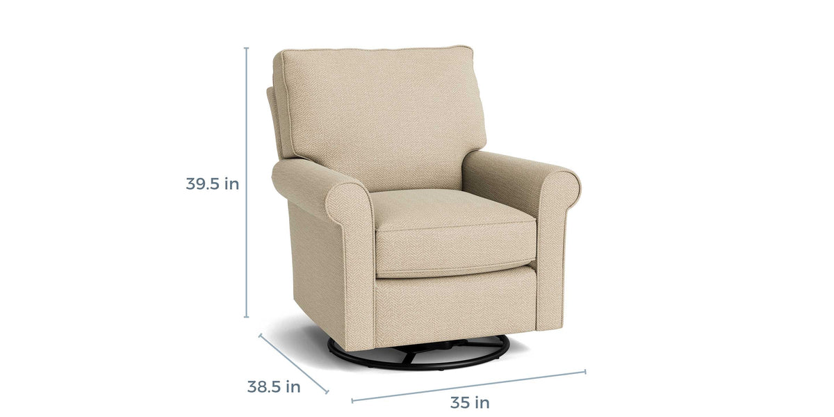 Oswell Roll Arm Accent Chair, Stationary or Swivel Glider