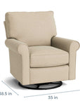 Oswell Roll Arm Accent Chair, Stationary or Swivel Glider