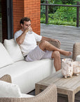 Sunset - Wicker Outdoor Sofa - Oatmeal / Oyster White