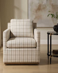 Basie - Casual Linen Swivel Chair - White