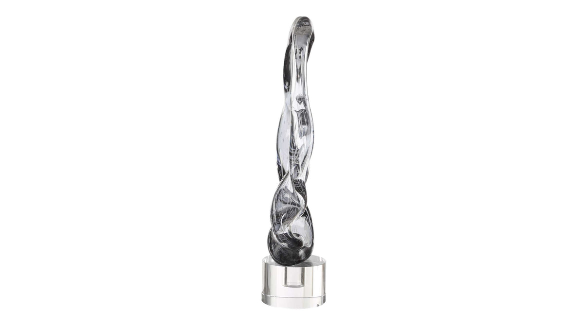 Luminous Twist - Glass Sculpture - Black / White