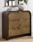 Byrams - 3 Drawer Oak Chest - Brown / Gold / Woodtone