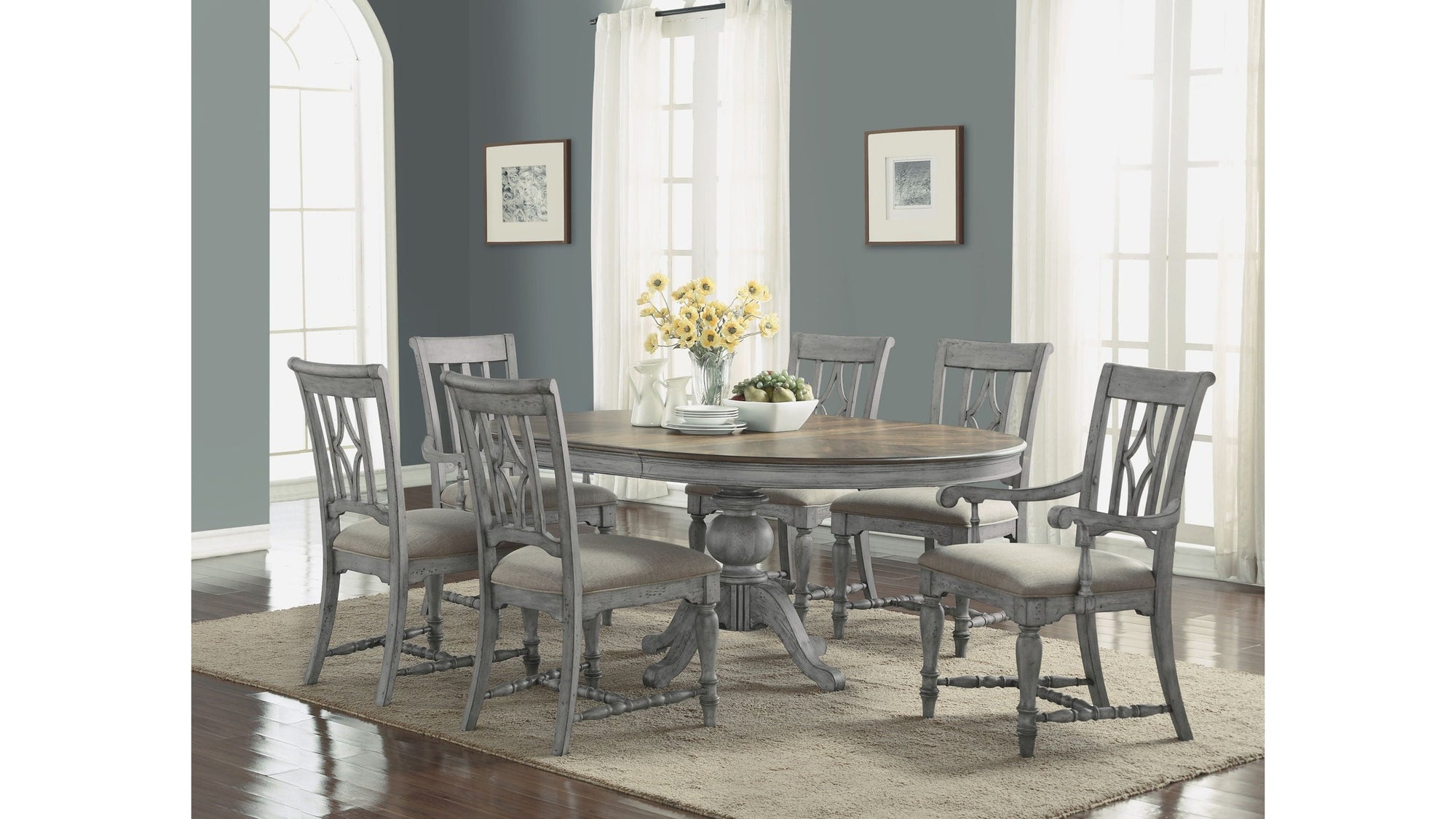 Plymouth - Upholstered Arm Dining Chair Set of 2 - Gray