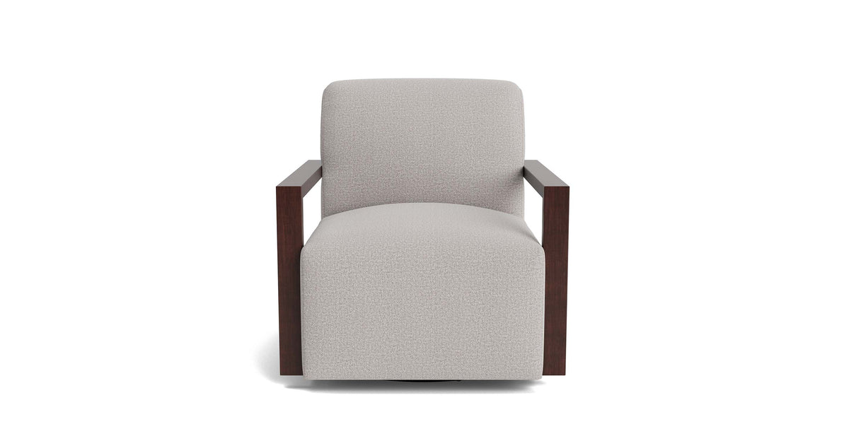 Creswell Accent Chair with Wood Arm, Stationary or Swivel