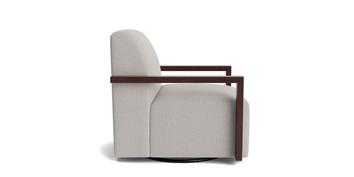 Creswell Accent Chair with Wood Arm, Stationary or Swivel