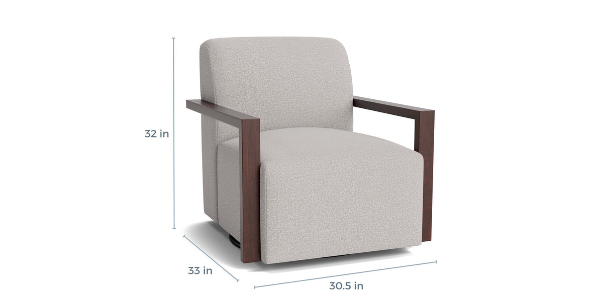 Creswell Accent Chair with Wood Arm, Stationary or Swivel