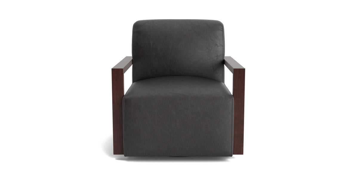 Creswell Accent Chair with Wood Arm, Stationary or Swivel
