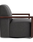 Creswell Accent Chair with Wood Arm, Stationary or Swivel