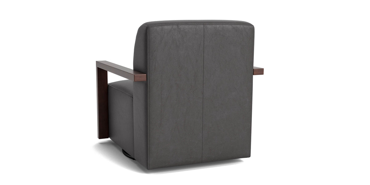 Creswell Accent Chair with Wood Arm, Stationary or Swivel