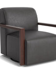 Creswell Accent Chair with Wood Arm, Stationary or Swivel