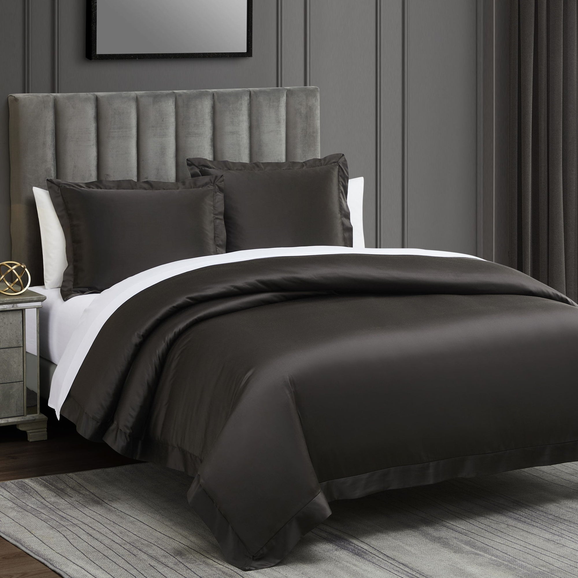 High Shine Satin - King Duvet Cover Set (Set of 3) - Espresso