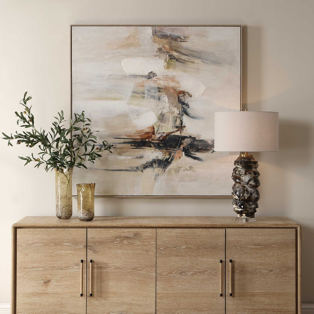 Outburst - Hand Painted Modern Art - Black / Blue / Brown / Gray / Green / Orange / Red / White / Woodtone
