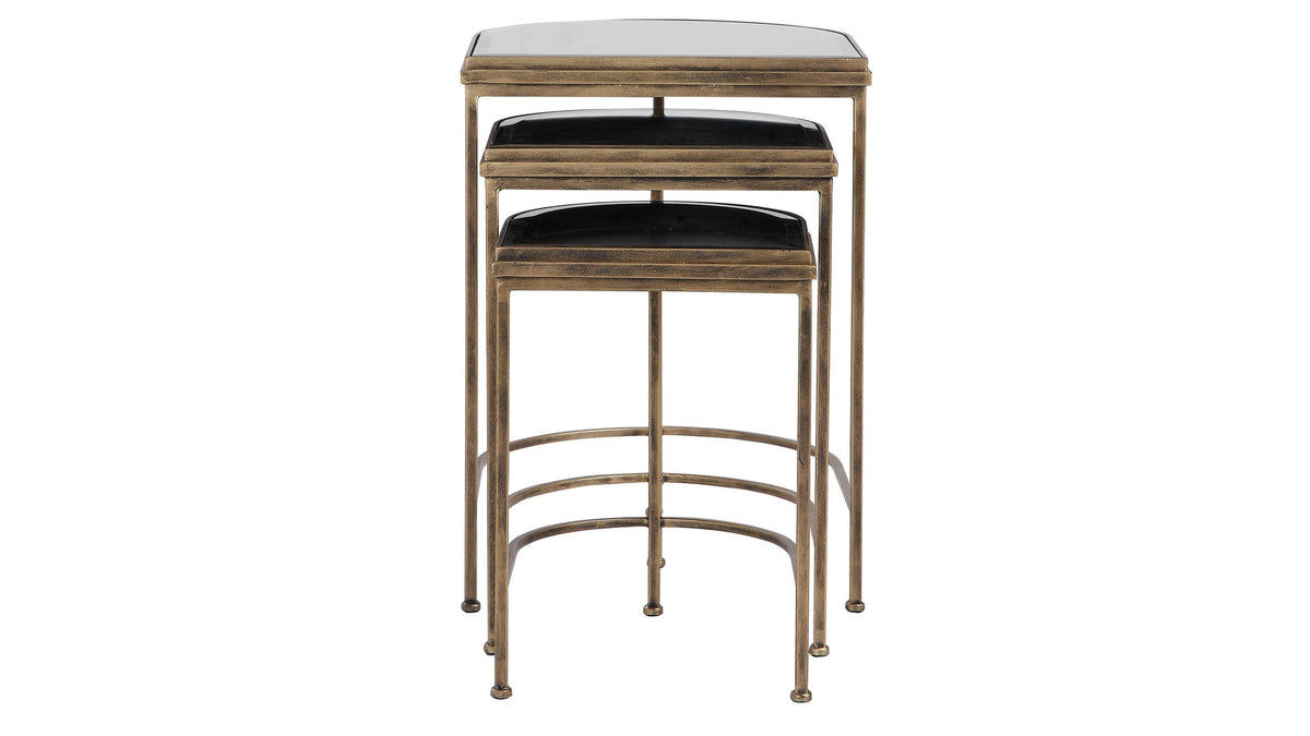 India - Nesting Tables (Set of 3) - Light Brown &amp; Black