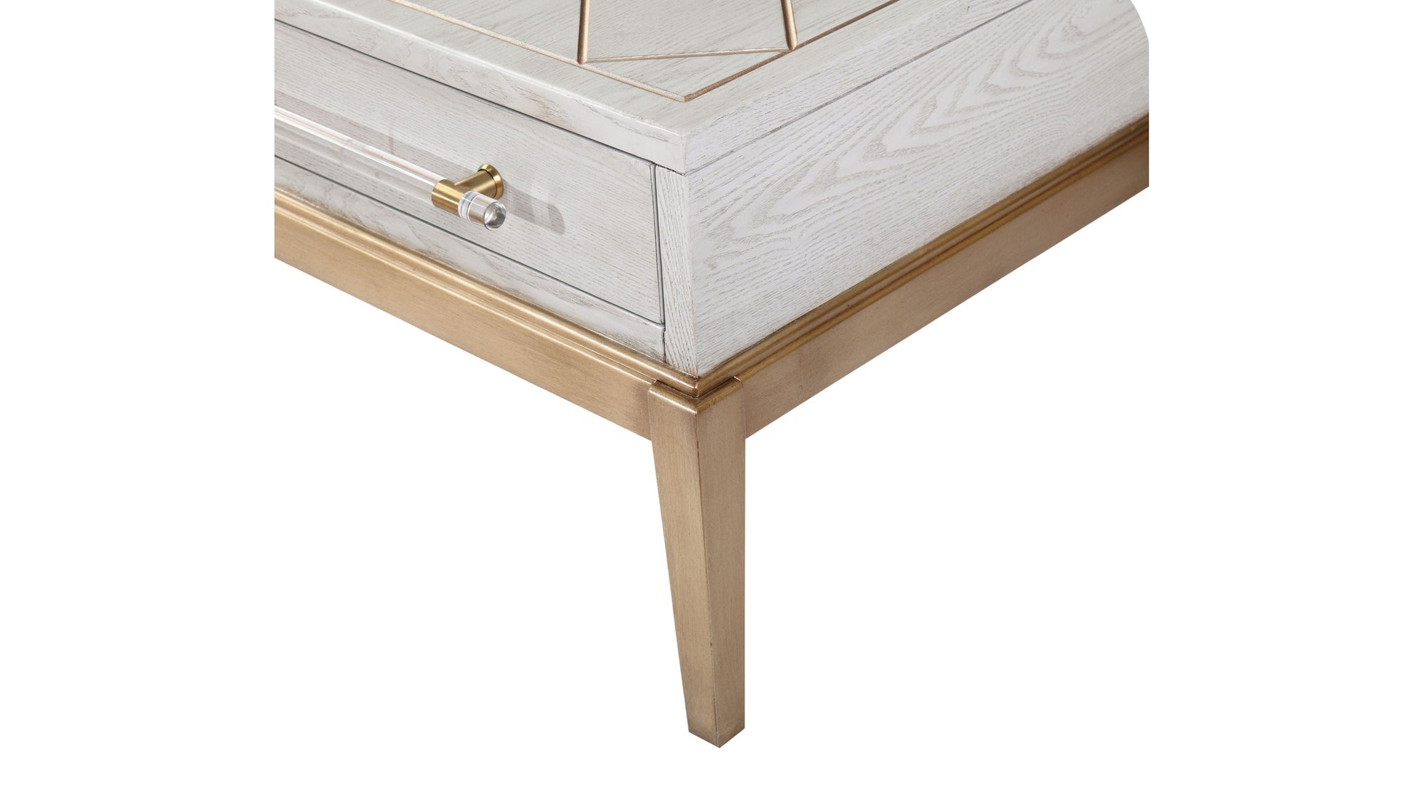 Perrine - Rectangle Cocktail Table - White / Gold