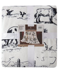 Campfire - Ranch Life Western Toile Campfire Sherpa Throw 6 Per Carton - Black / White