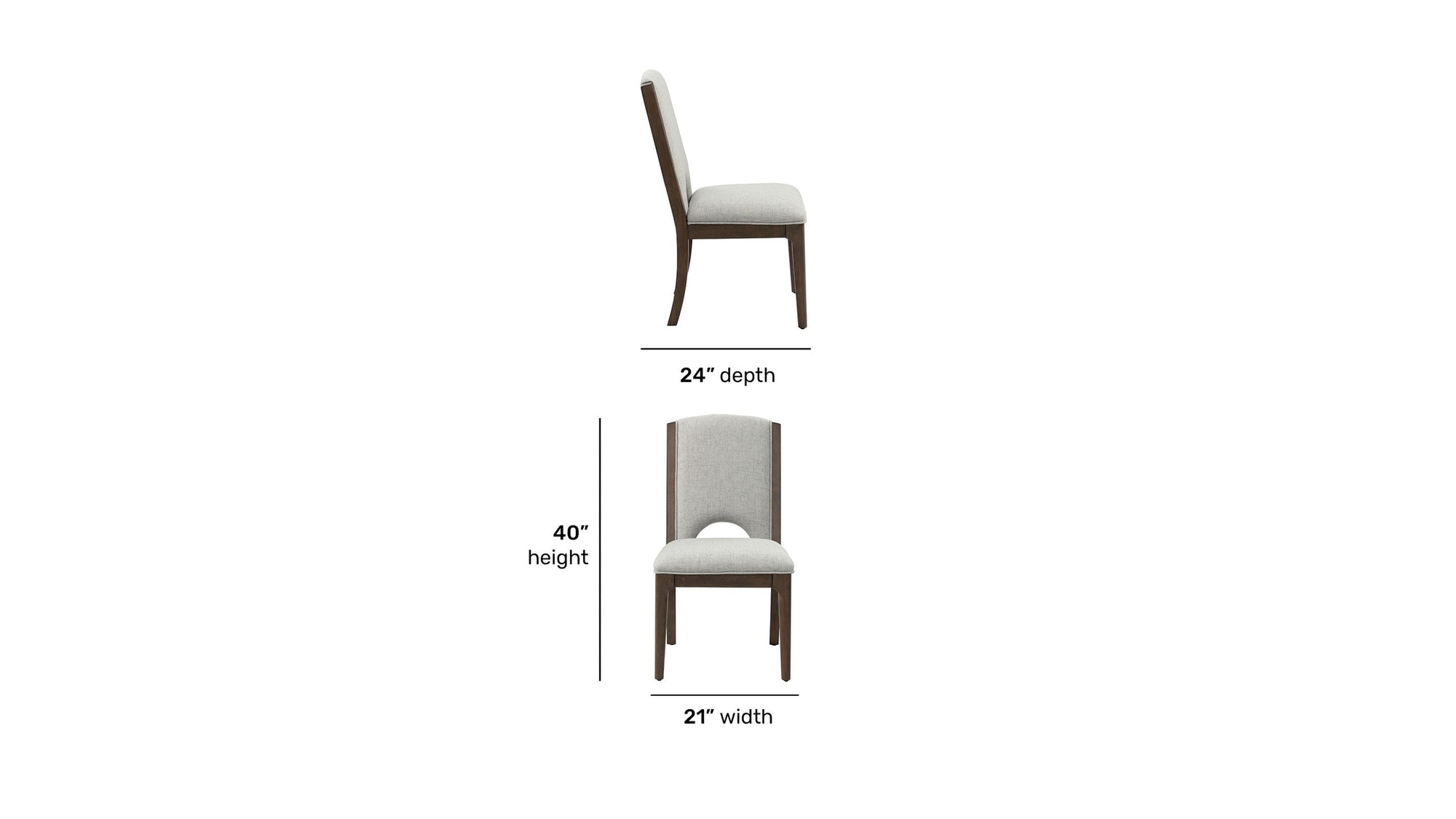 Athens - Upholstered Dining Chair Set of 2 - Light Gray / Chocolate Brown