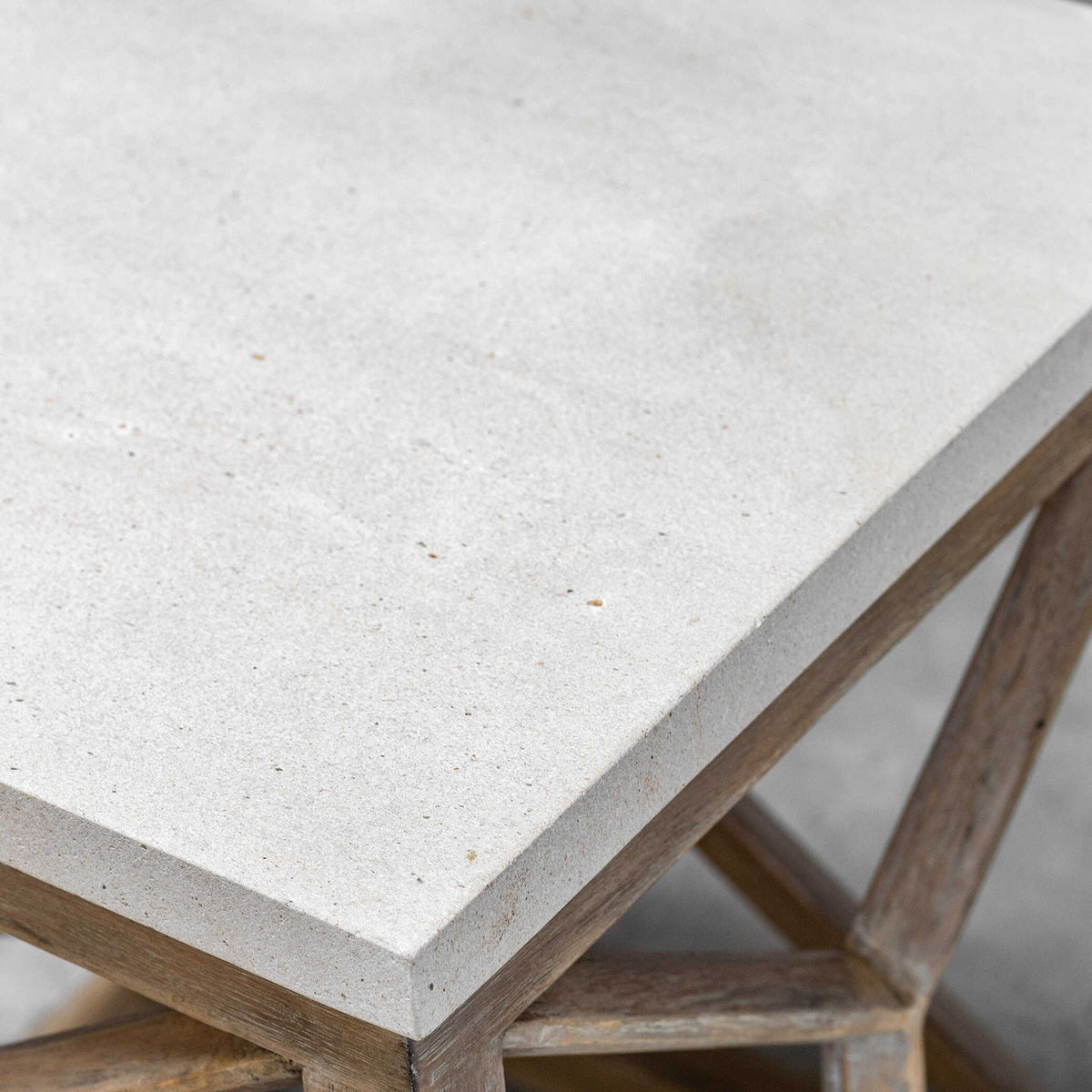Catali - Stone End Table - White &amp; Light Brown