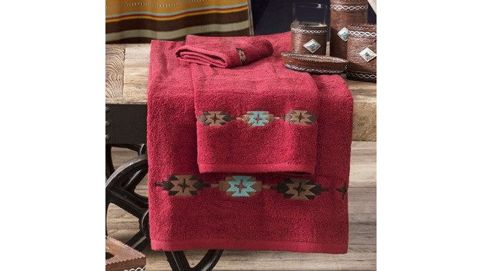 Socorro - Embroidered Towel Set Set of 3 , 2 Per Carton - Red