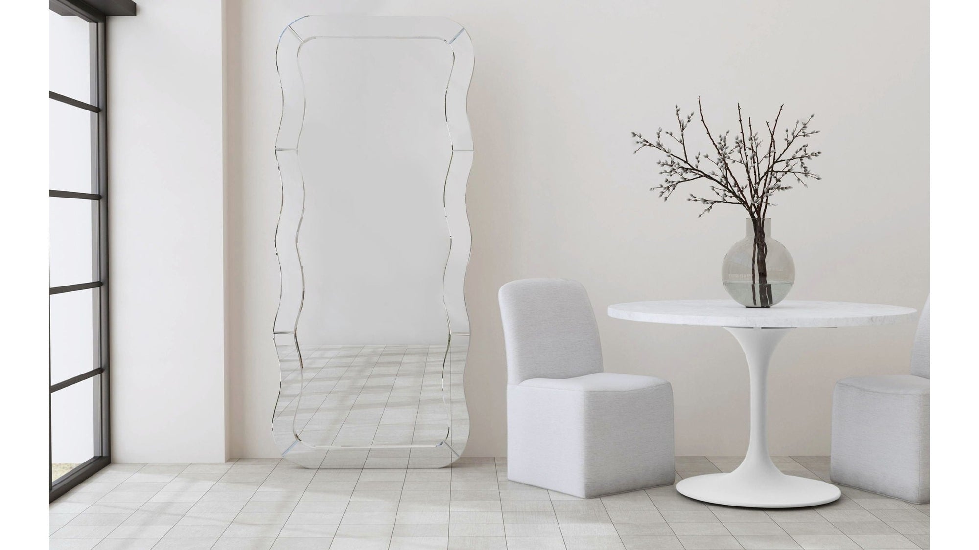 Wave - Floor Mirror - White