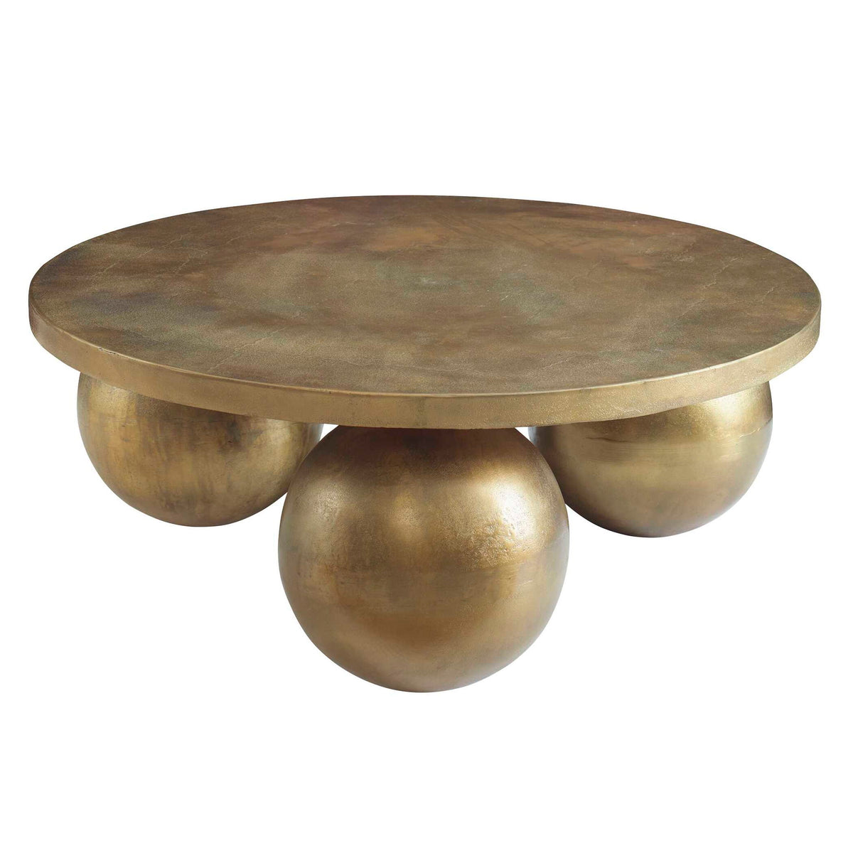 Triplet - Antique Brass Coffee Table - Gold