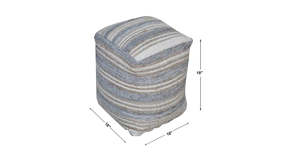 Mesick - Handwoven Pouf - Gray