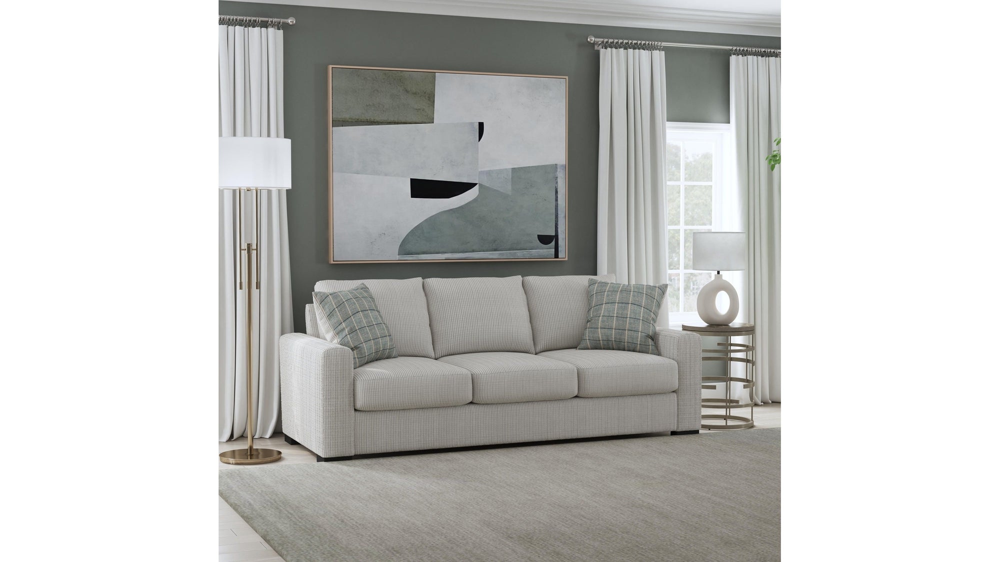 Theodore - Fabric Stationary Three-Cushion Sofa