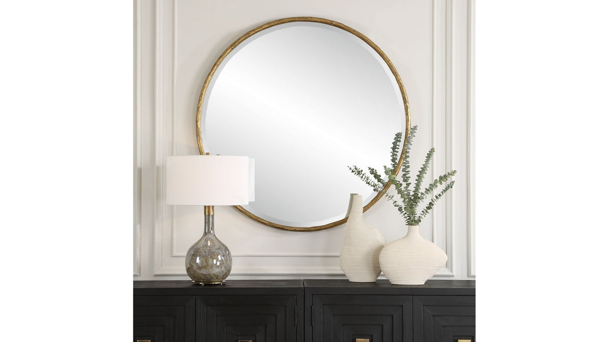 Sutton - Aged Gold Round Mirror