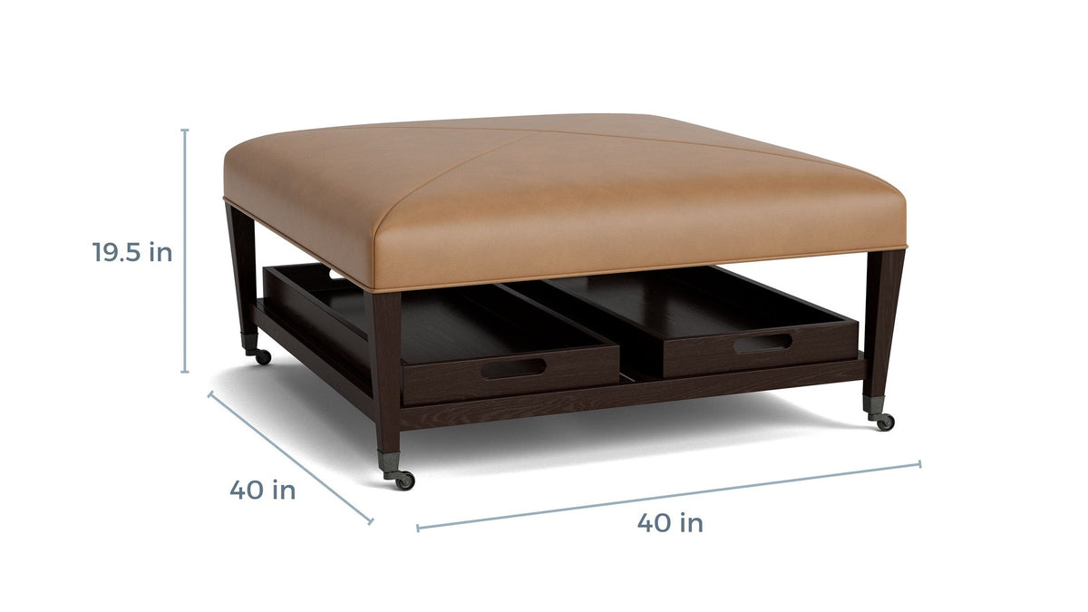 Kara Ottoman with Trays and Casters