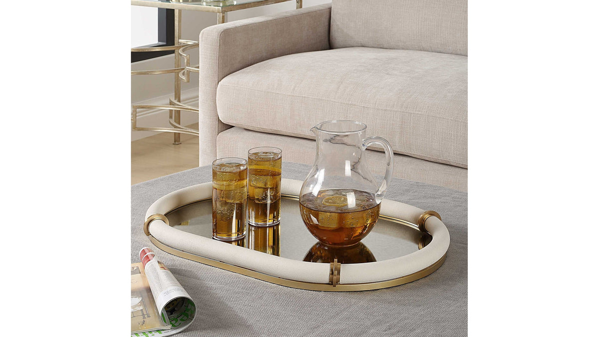 Cyprus - Leather Oval Tray - White