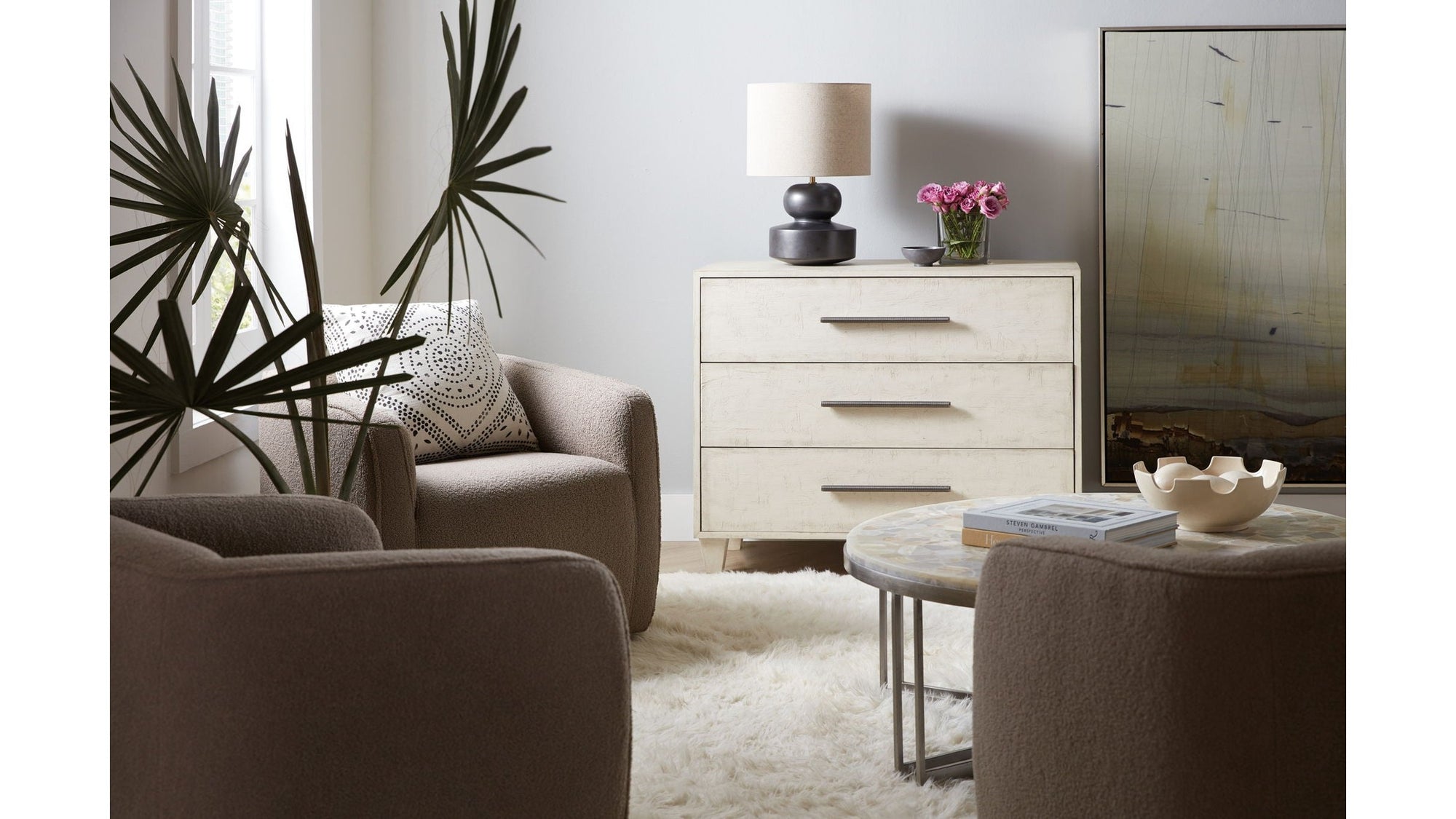 Melange - Saffron 3-Drawer Chest - Beige