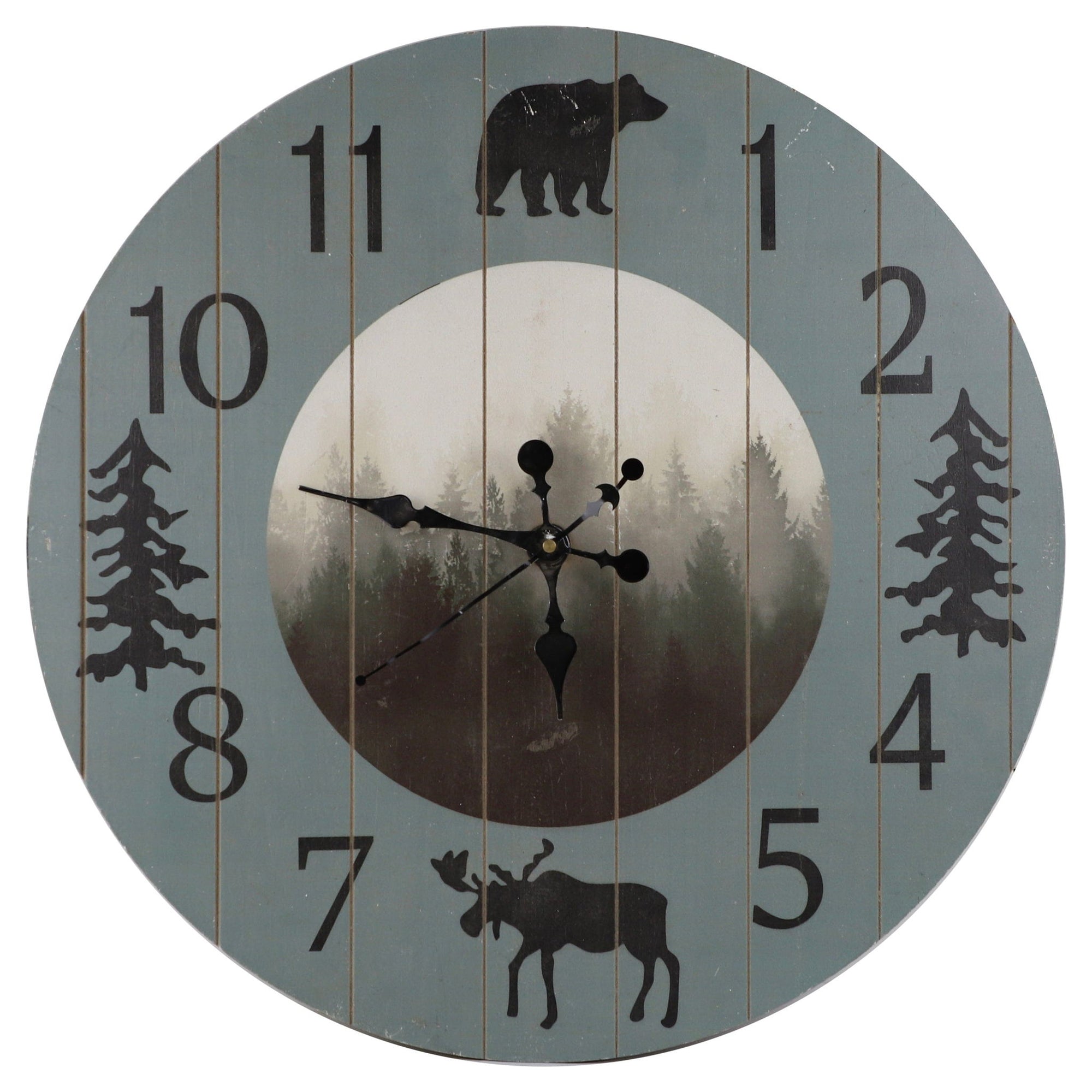 Wall Décor - 22" Rustic Lodge Wall Clock 4 Per Carton - Foggy Forest
