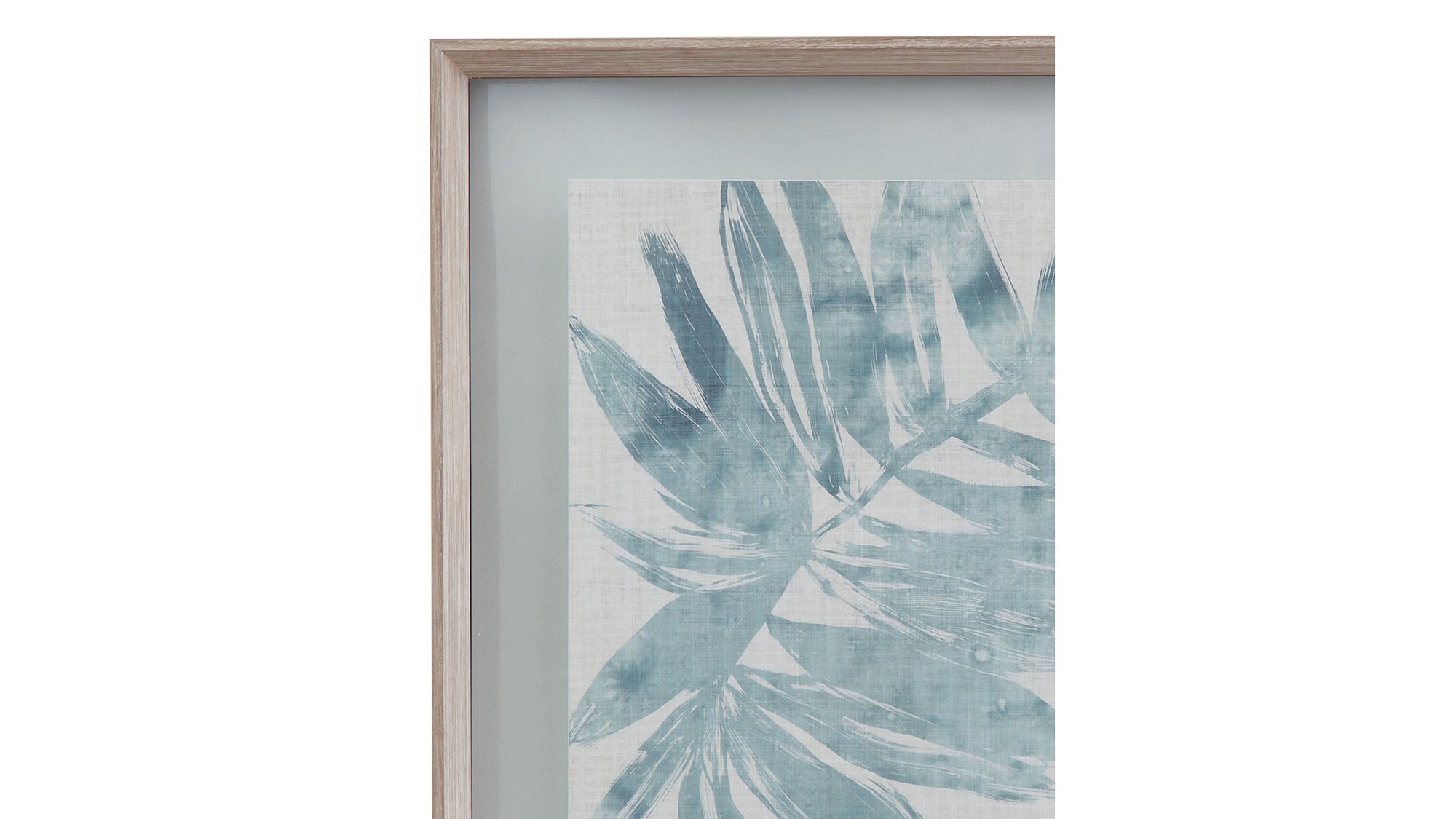 Burlap Ocean Palm Framed Print Set of 4 - Light Blue