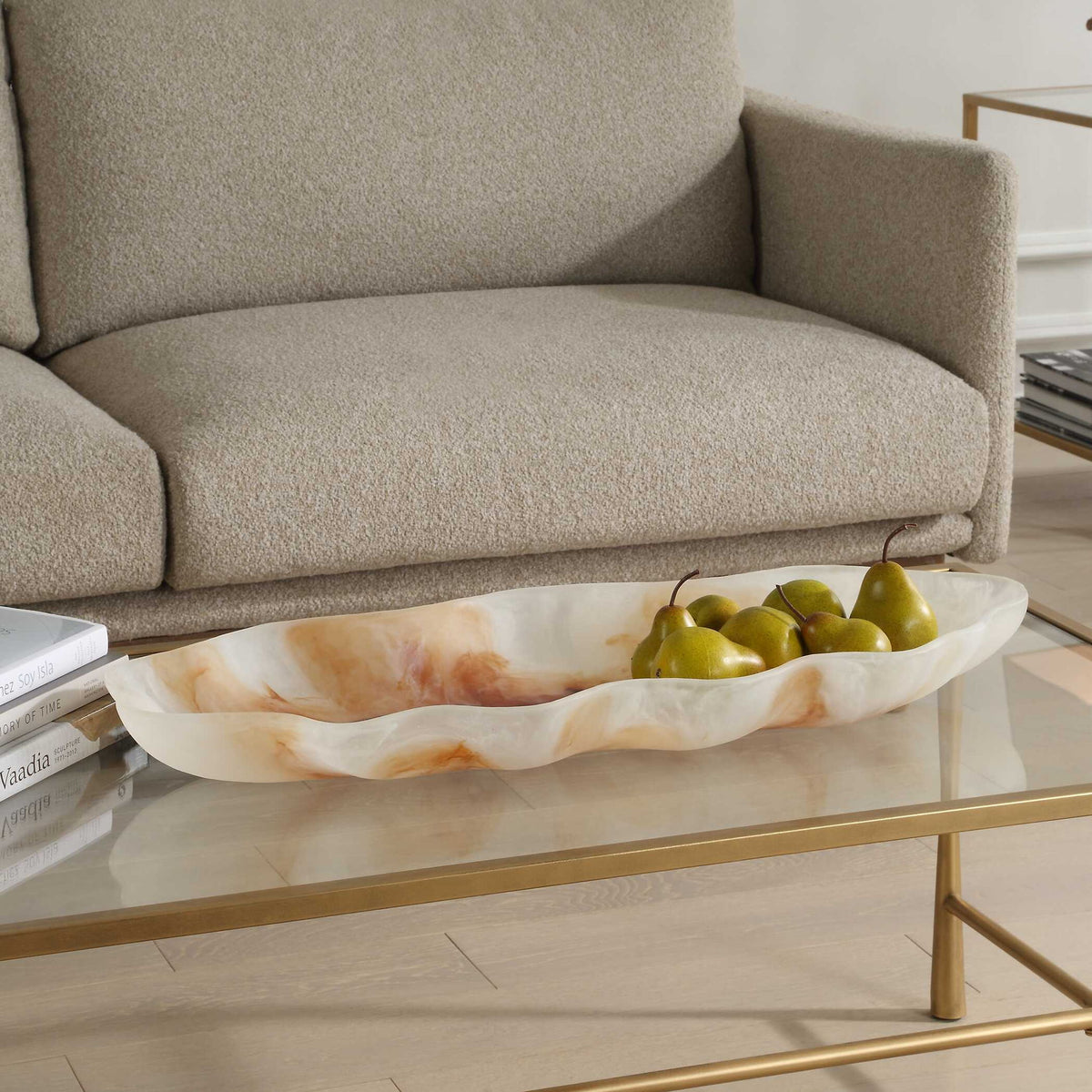 Organic Elegance - Wavy Oval Bowl - Brown / White