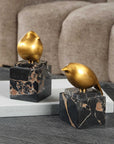 Golden Finch - Bird Figurines (Set of 2) - Black / Brass