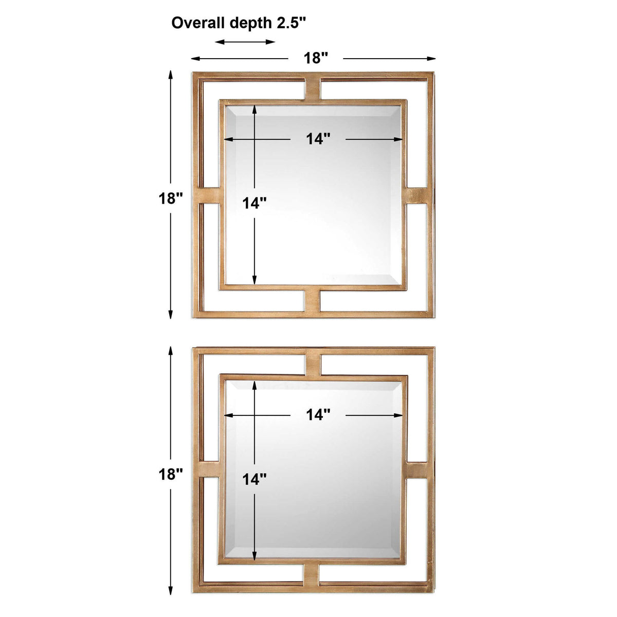 Allick - Square Mirrors Set of 2 - Gold