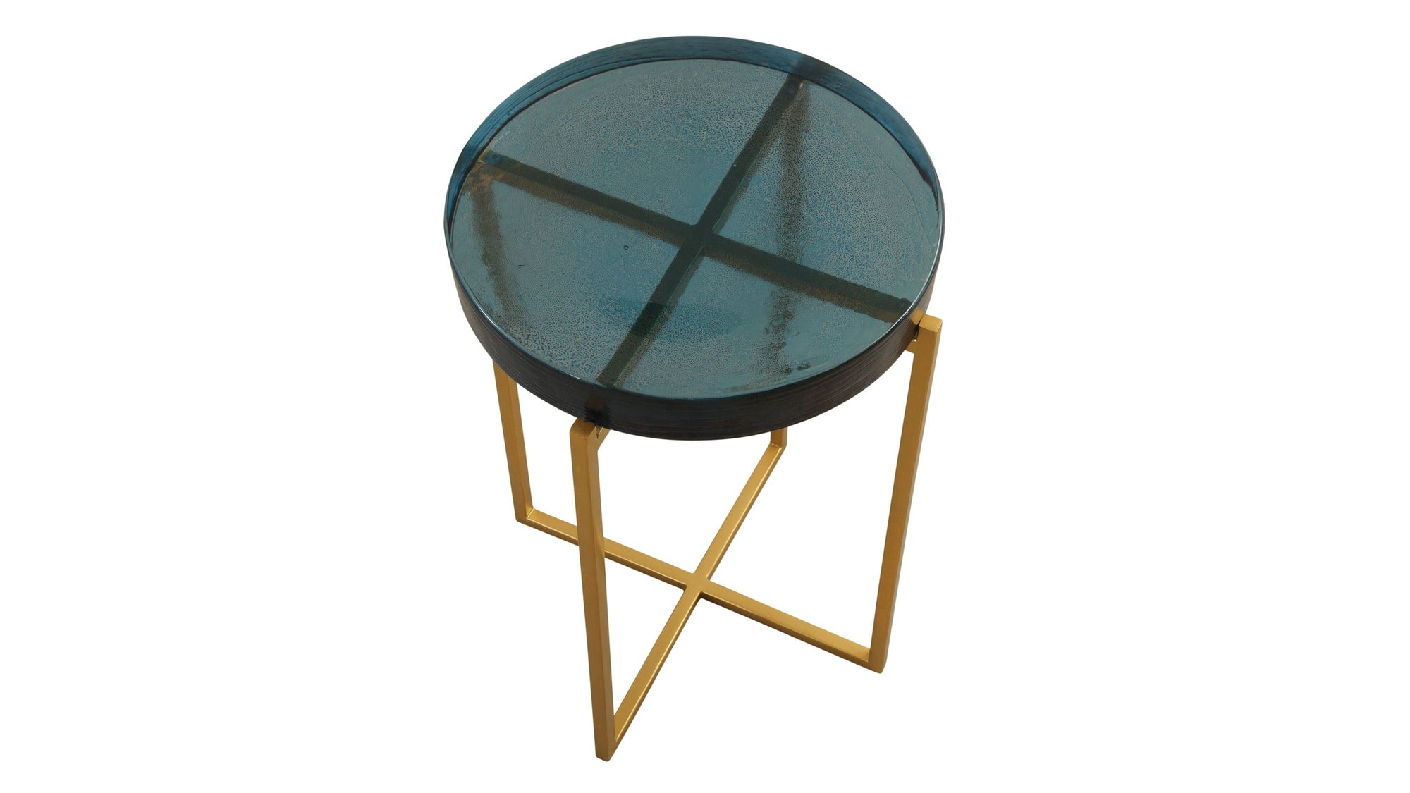Marilee - Accent Table - Deep Blue / Sleek Brushed Gold