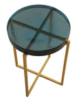 Marilee - Accent Table - Deep Blue / Sleek Brushed Gold