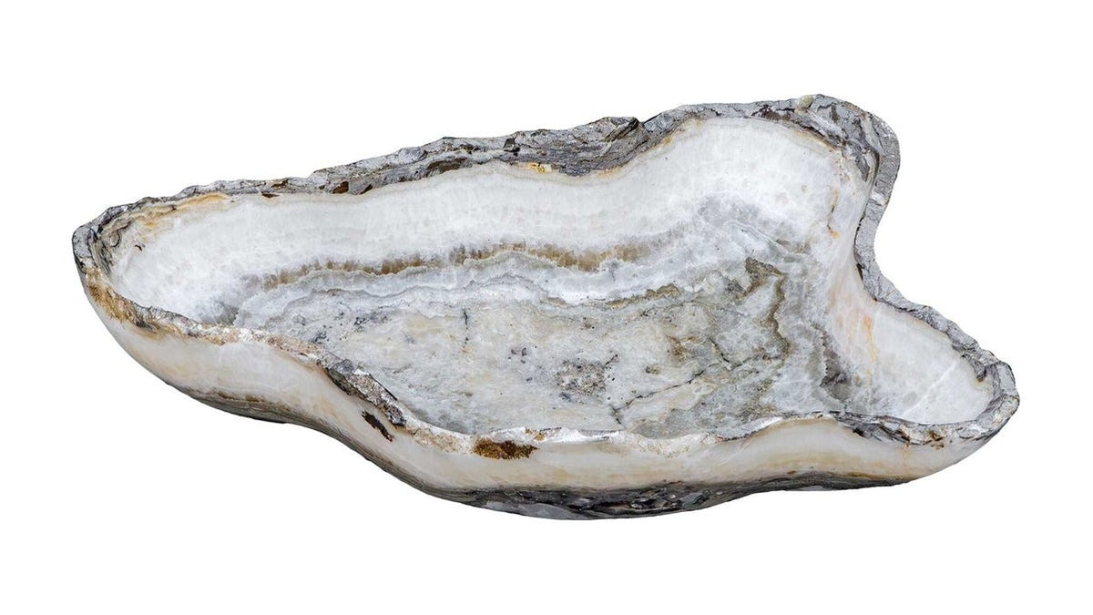 Lunara - Indoor-Outdoor Stone Bowl - Gray / White