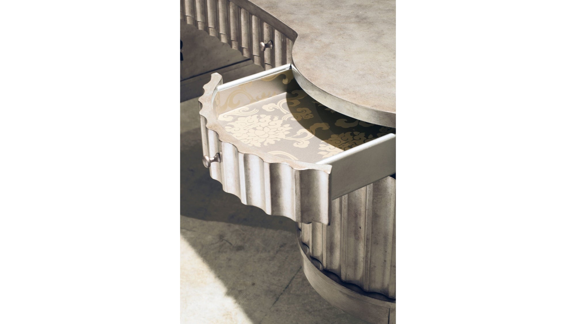Melange - Fluted Kidney Desk - Pearl Silver